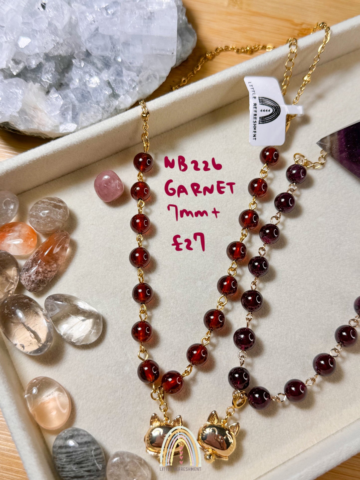 Two-way Necklace Bracelet | Garnet | Handmade Natural Stone | nb226 nb227