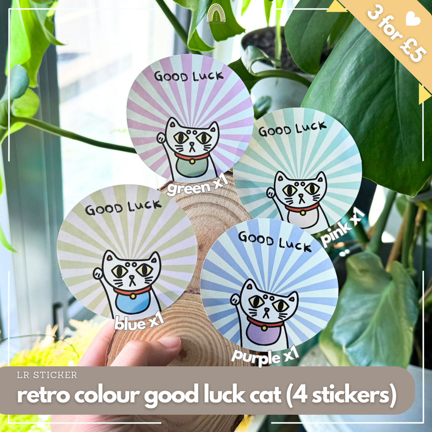 Good Luck Blessing Lucky Cat Messager (4 stickers) | Original Design Blessing Sticker