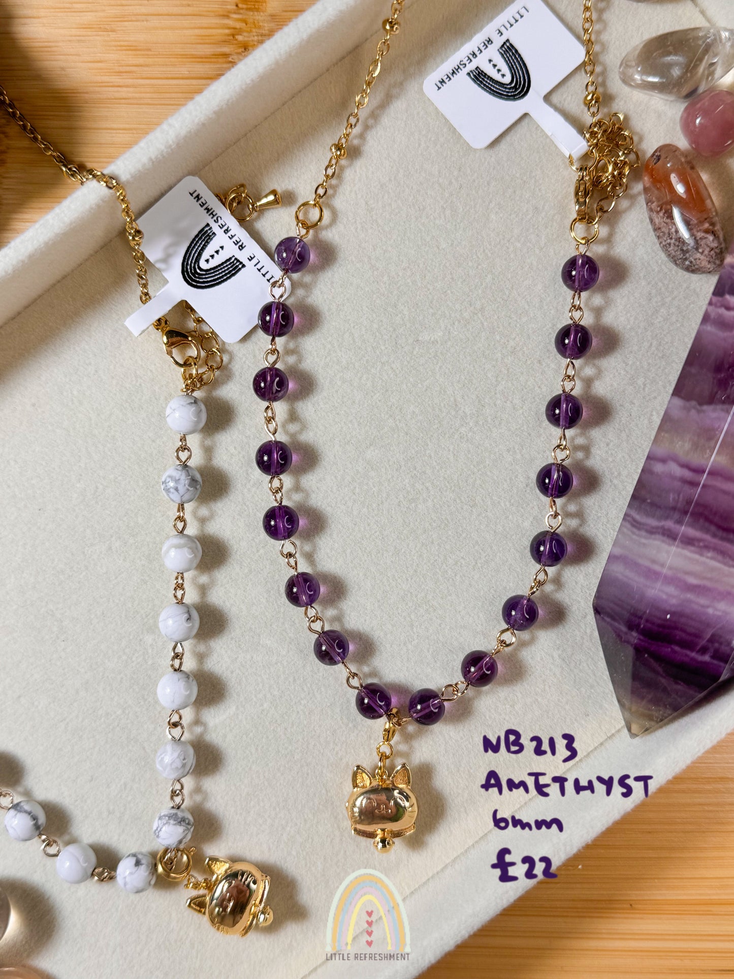 Two-way Necklace Bracelet | Amethyst White Turquoise | Handmade Natural Stone | nb234 nb213