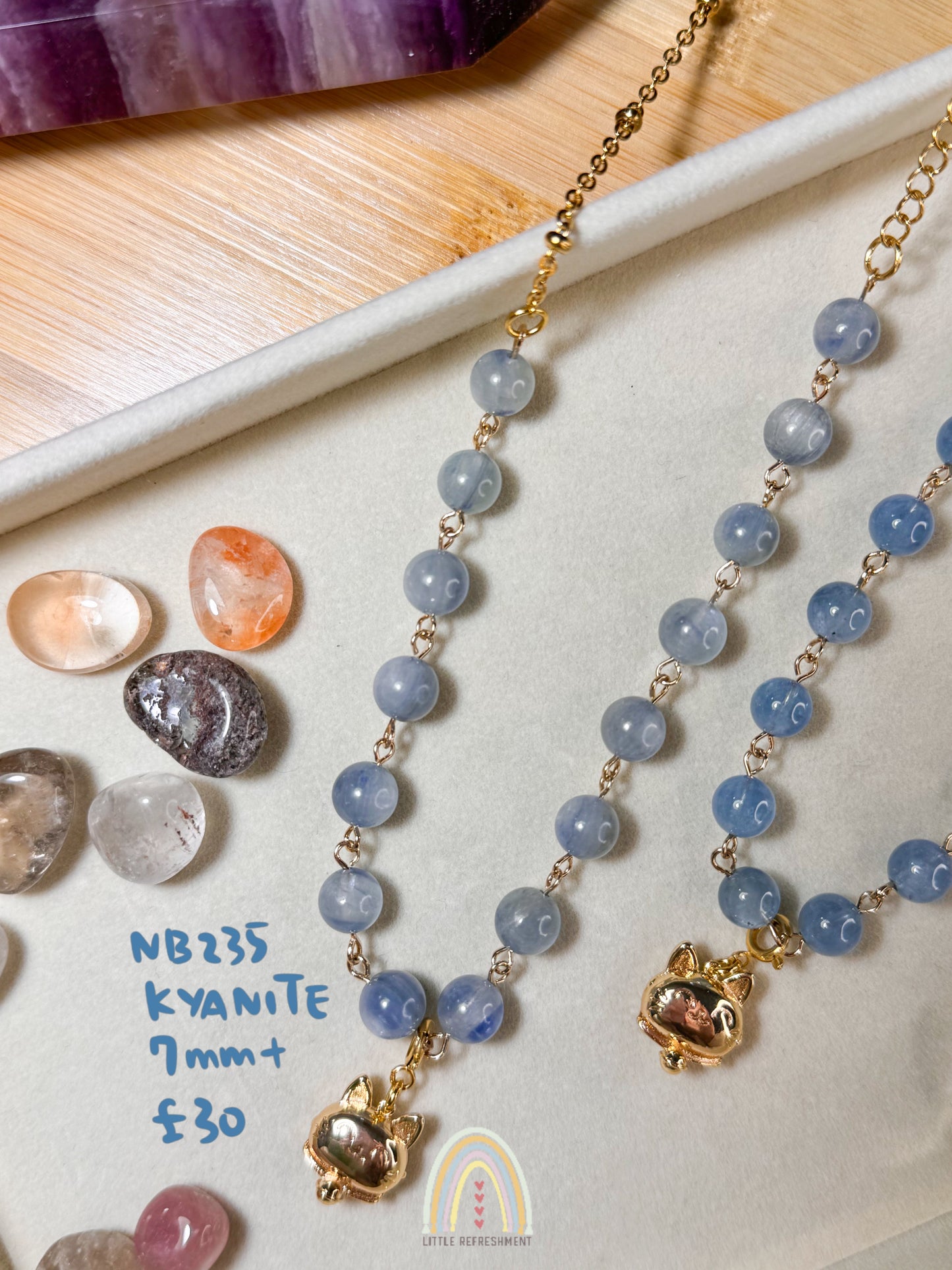 Two-way Necklace Bracelet | Aquamarine Kyanite | Handmade Natural Stone | nb235 nb222