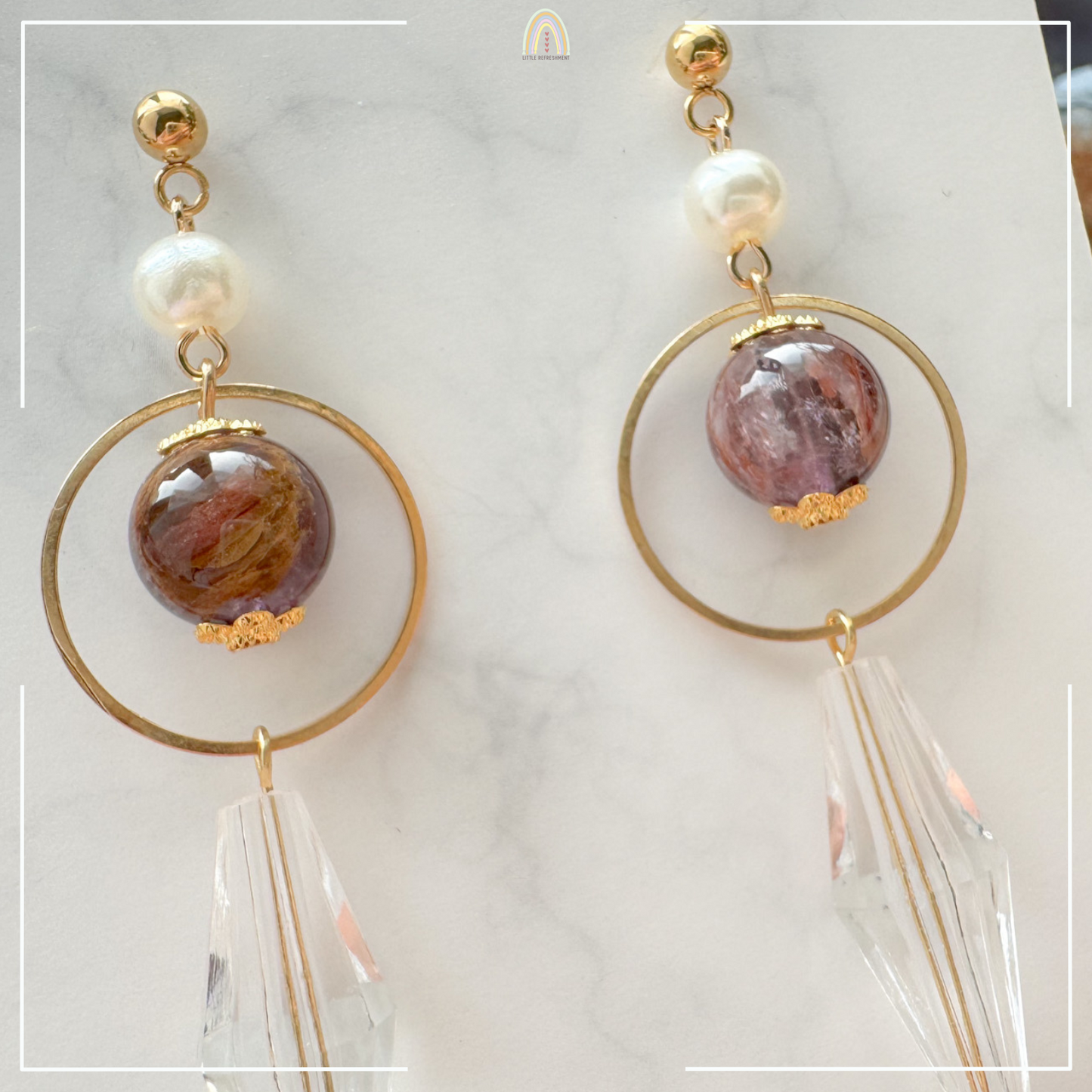Drops of Blessings (L) | Purple Phantom ~10mm | Natural Stone Earrings