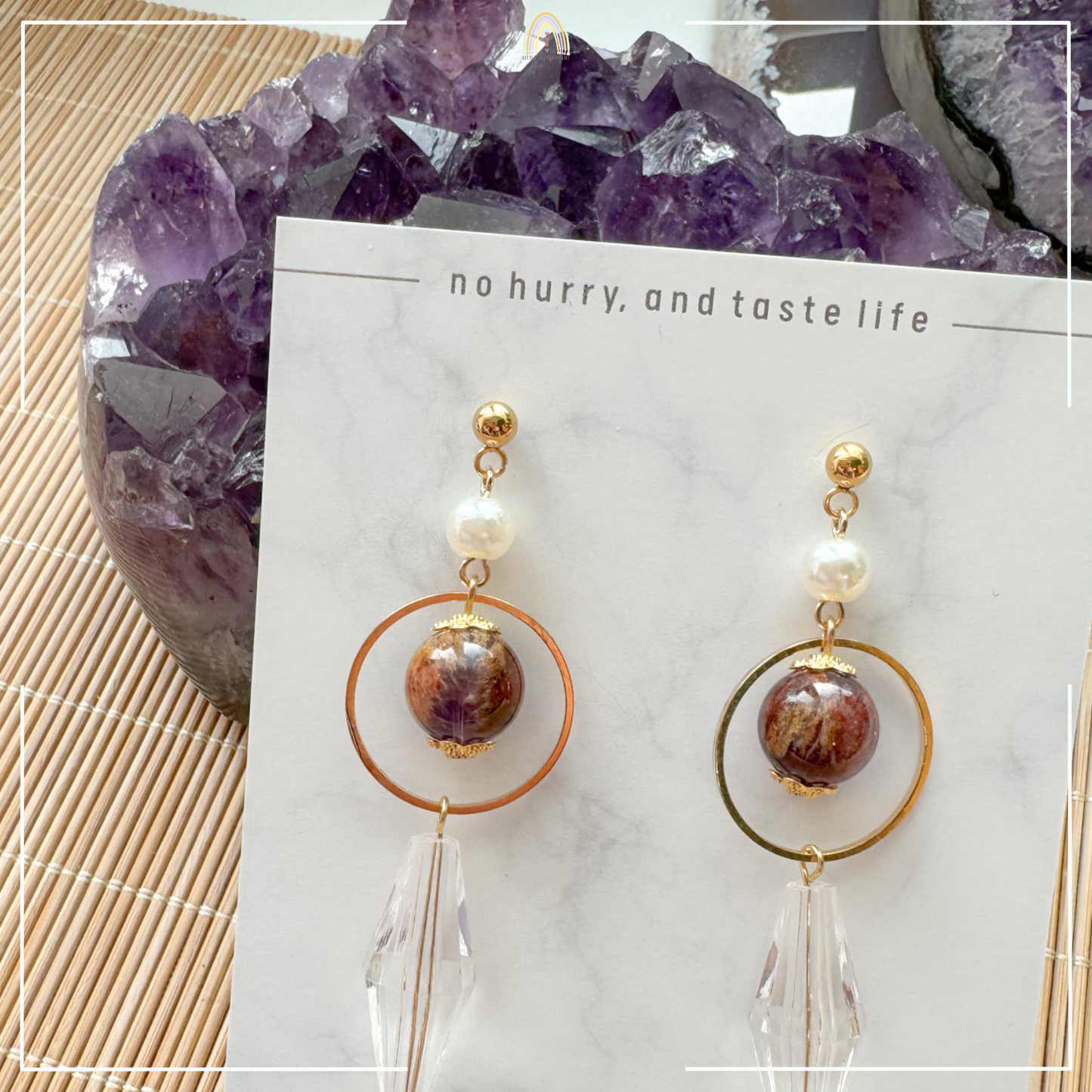 Drops of Blessings (L) | Purple Phantom ~10mm | Natural Stone Earrings