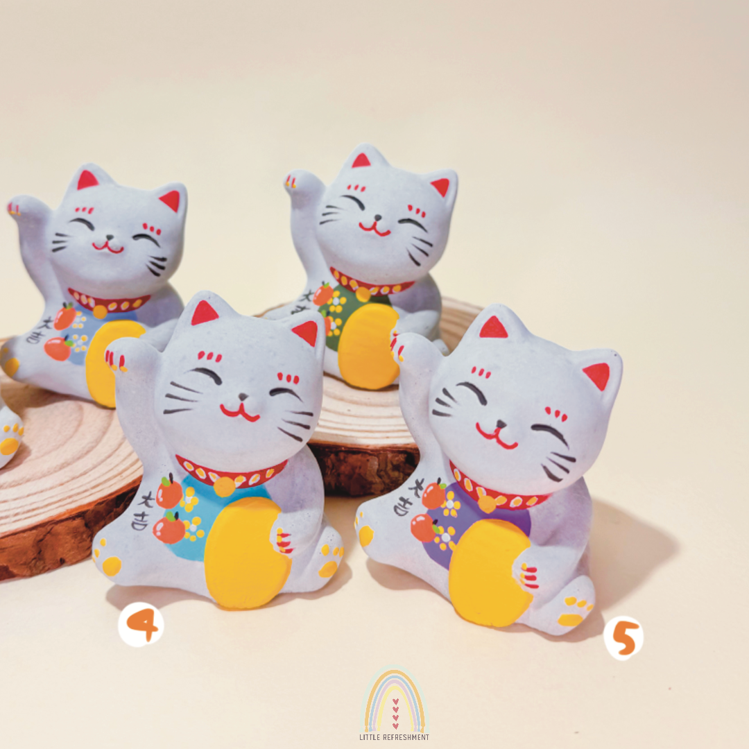 Smile Blessing Meow | Tangerine | Handmade Custom Concrete Lucky Cat Inspired by Japanese Maneki-Neko | sbc0033~0037