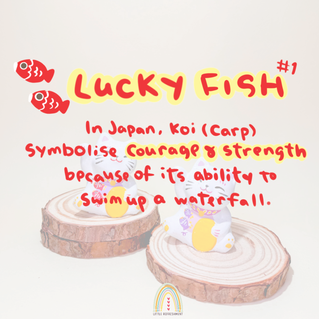 Smile Blessing Meow | Koi | Handmade Custom Concrete Lucky Cat Inspired by Japanese Maneki-Neko | sbc0050~0051