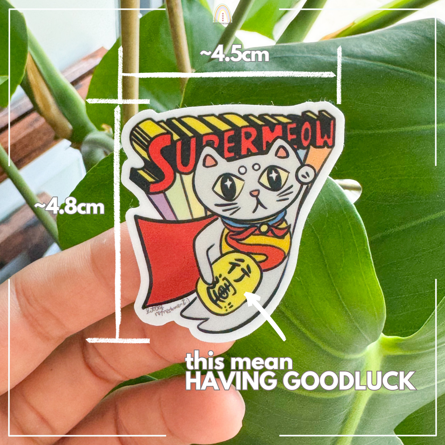 "GOOD LUCK" Supermeow Blessing Lucky Cat | Original Design Blessing Sticker