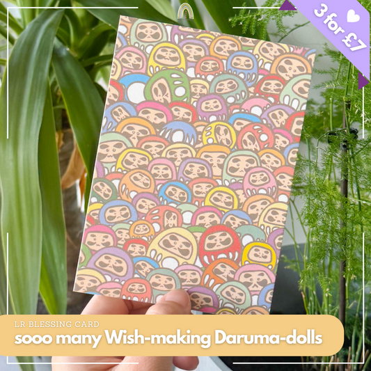 Sooo many Wish-making Daruma-dolls | Original Design Blessing Card