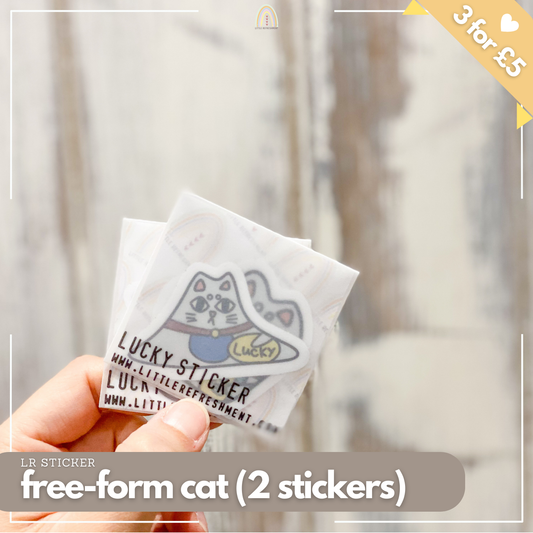 Freeform Blessing Lucky Cat (2 stickers) | Original Design Blessing Sticker