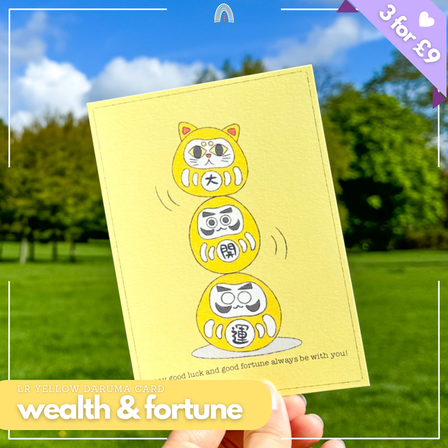 Make a Wish Daruma | Yellow | Original Design A6 Prints Blessing Card