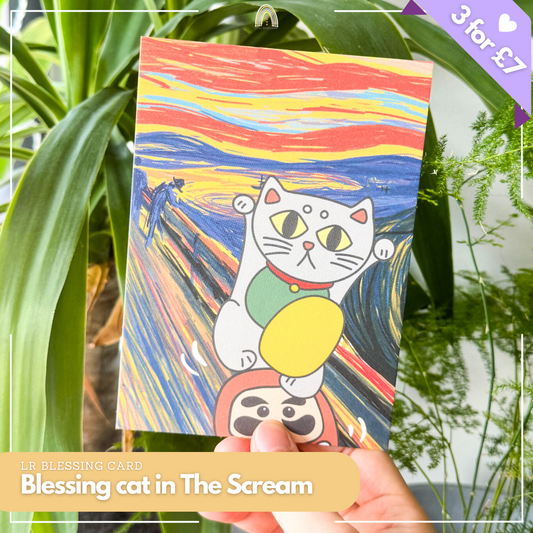 Blessing Cat in The Scream | Original Design Blessing Card