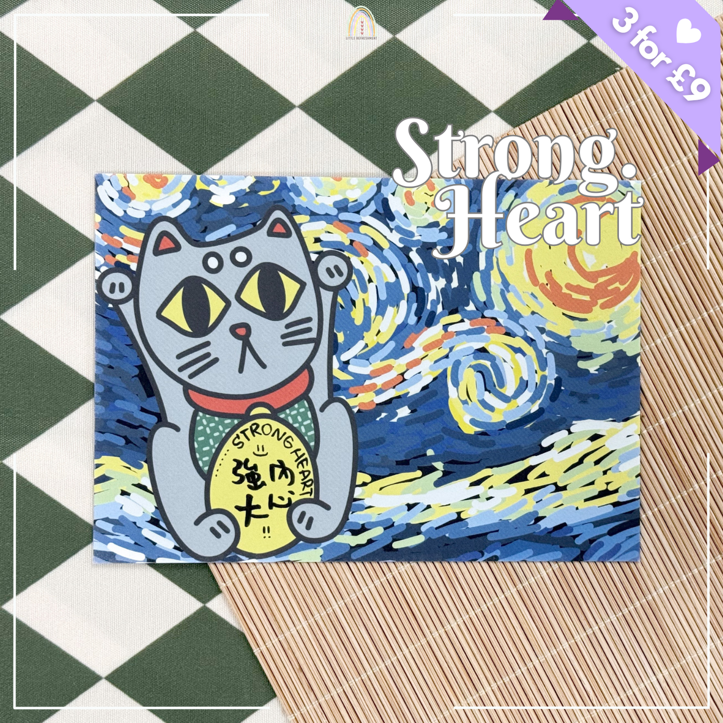 Limited Written Ver. | Starry Blessing Cat | Original Design A6 Prints Blessing Card