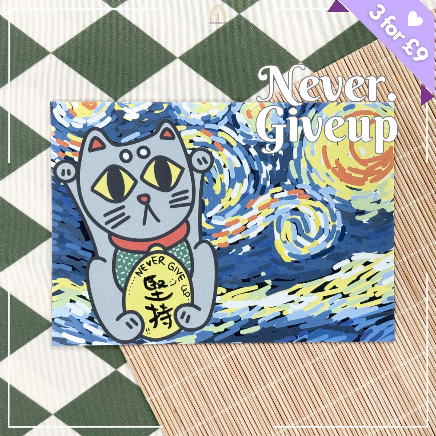 Limited Written Ver. | Starry Blessing Cat | Original Design A6 Prints Blessing Card