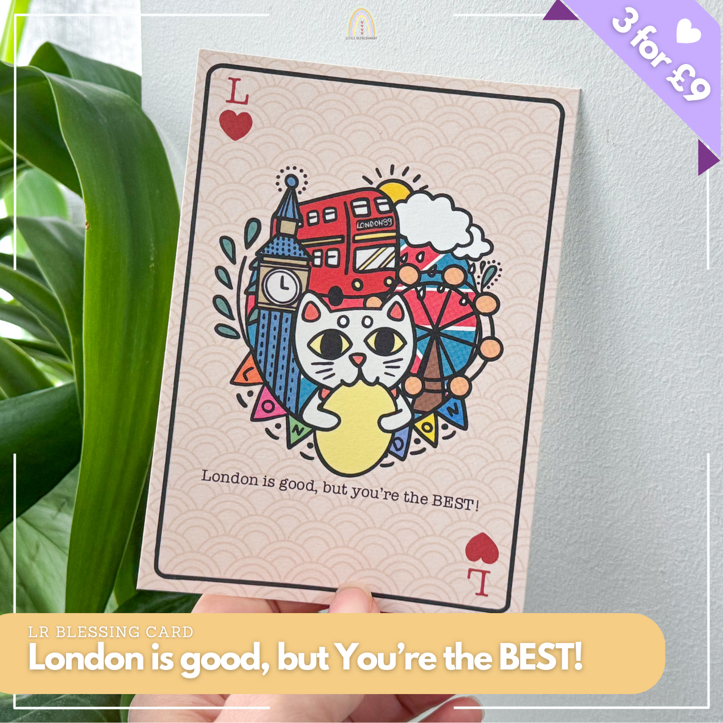 Poker Series Blessing Cat |「L」for London | Original Design A6 Prints Blessing Card