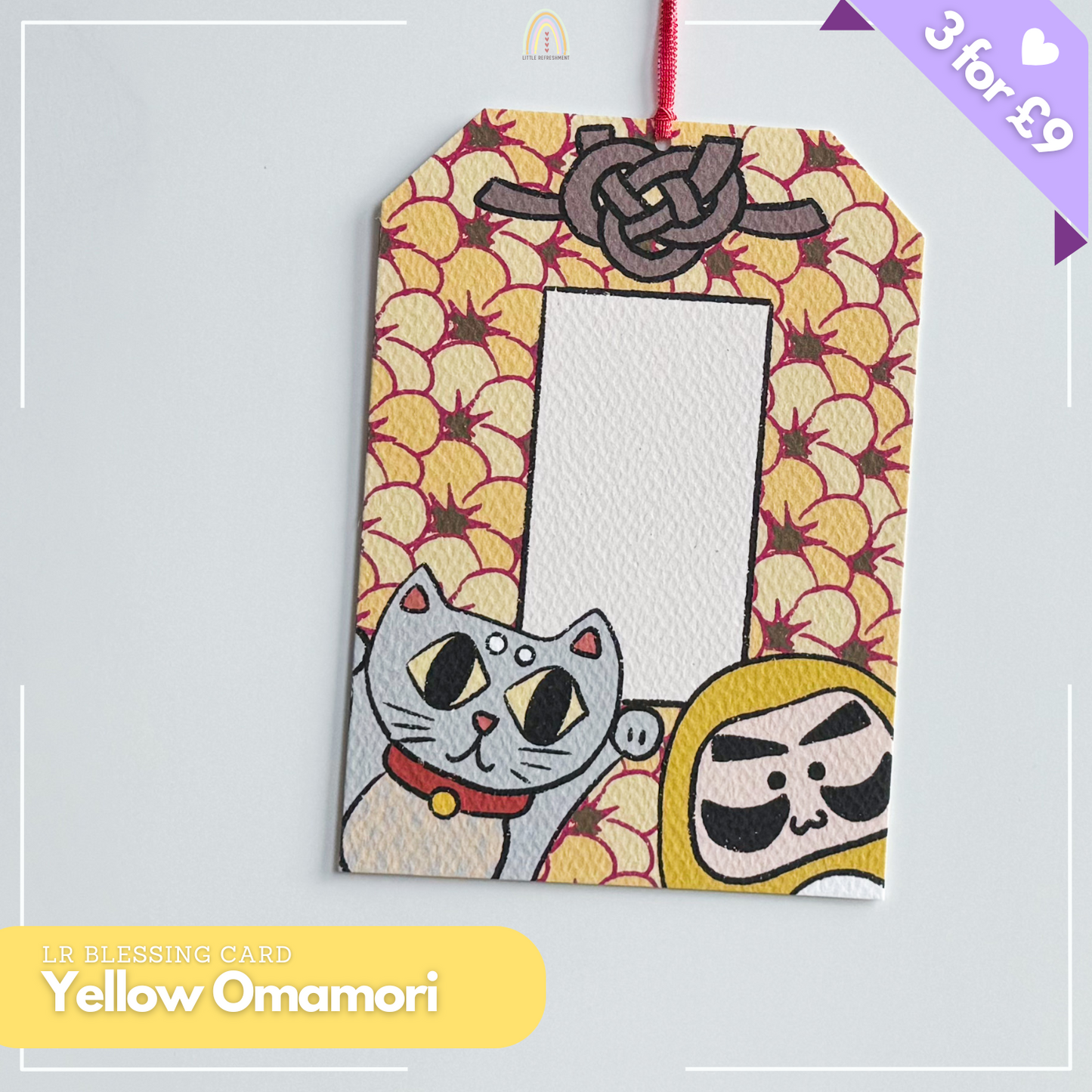 Blessing Omamori Card - Yellow | Original Design A6 Prints Blessing Card