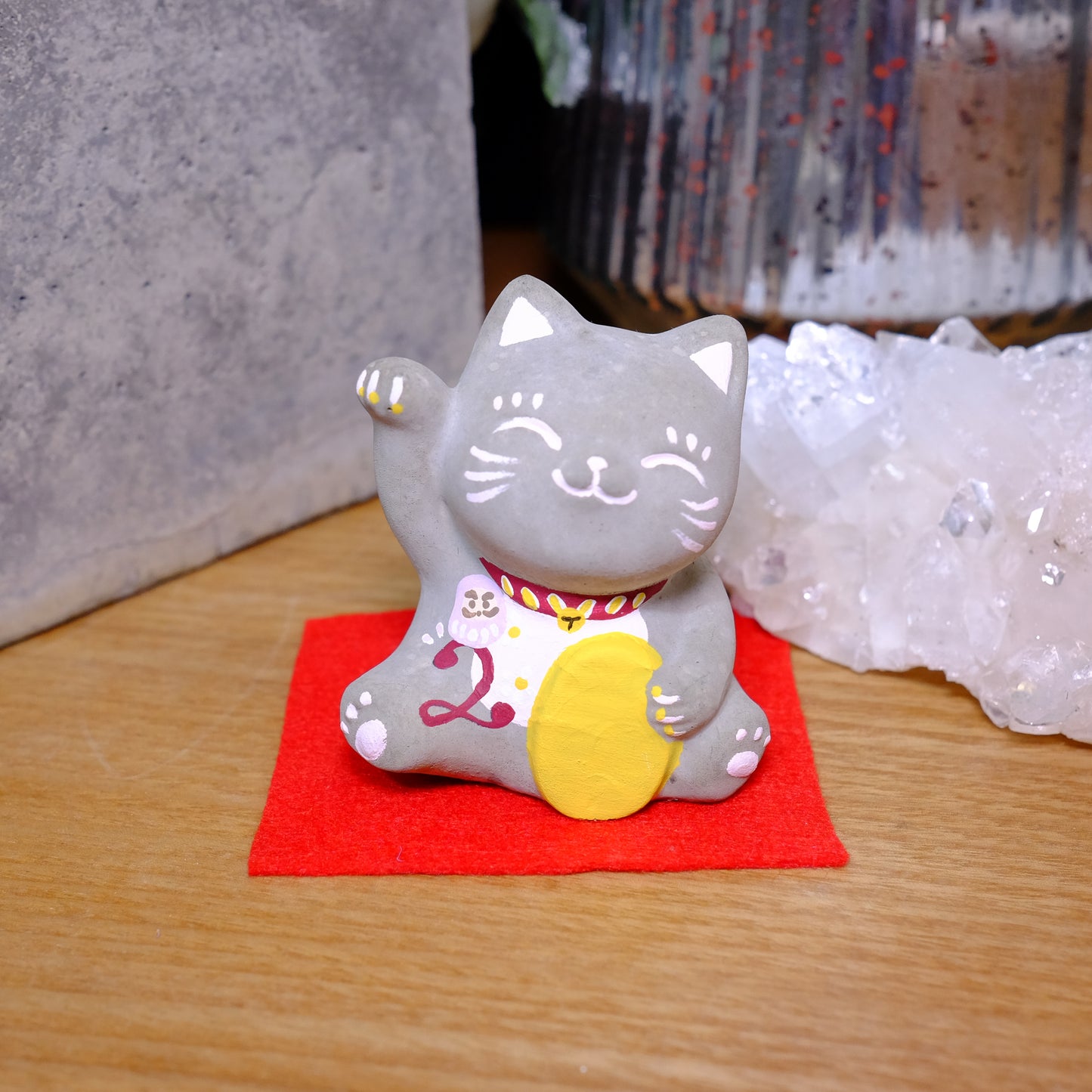 Smile Blessing Cat |「2」| Handmade Customise Concrete Maneki-neko