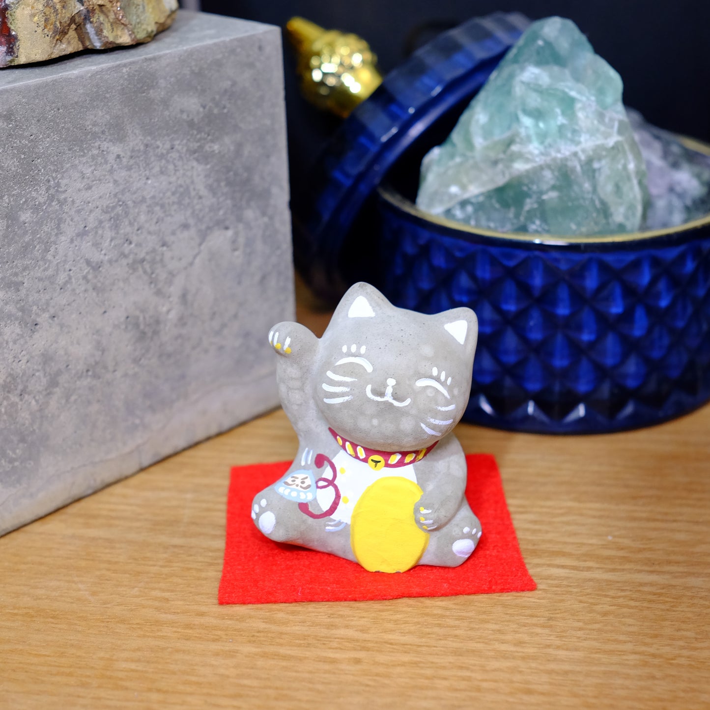 Smile Blessing Cat |「3」| Handmade Customise Concrete Maneki-neko