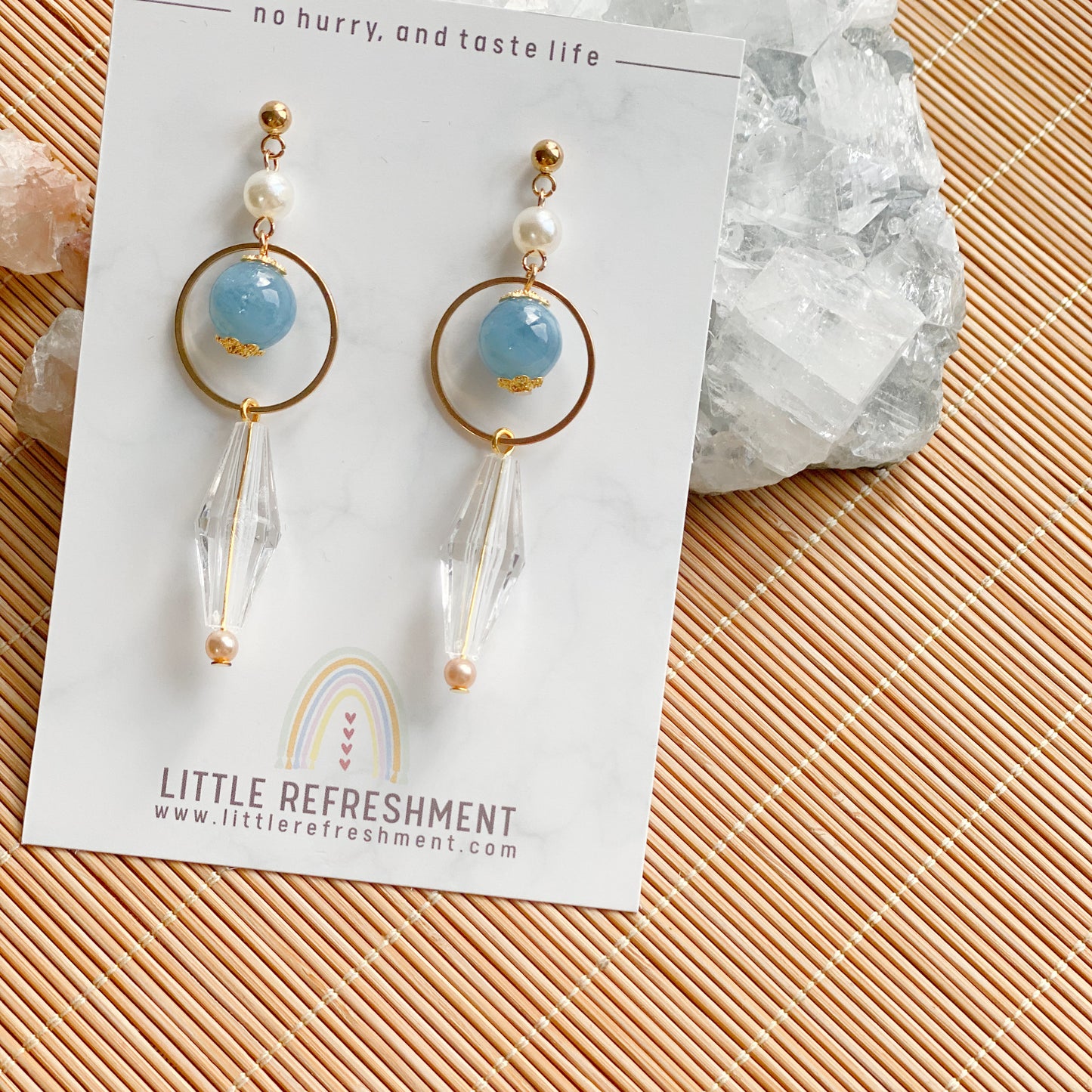 Drops of Blessings (L) | Aquamarine ~10mm | Natural Stone Earrings