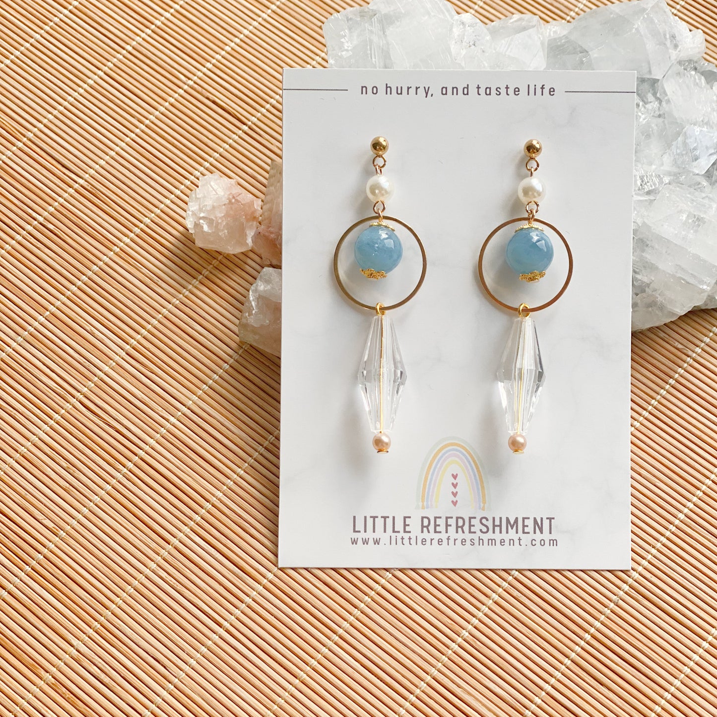 Drops of Blessings (L) | Aquamarine ~10mm | Natural Stone Earrings