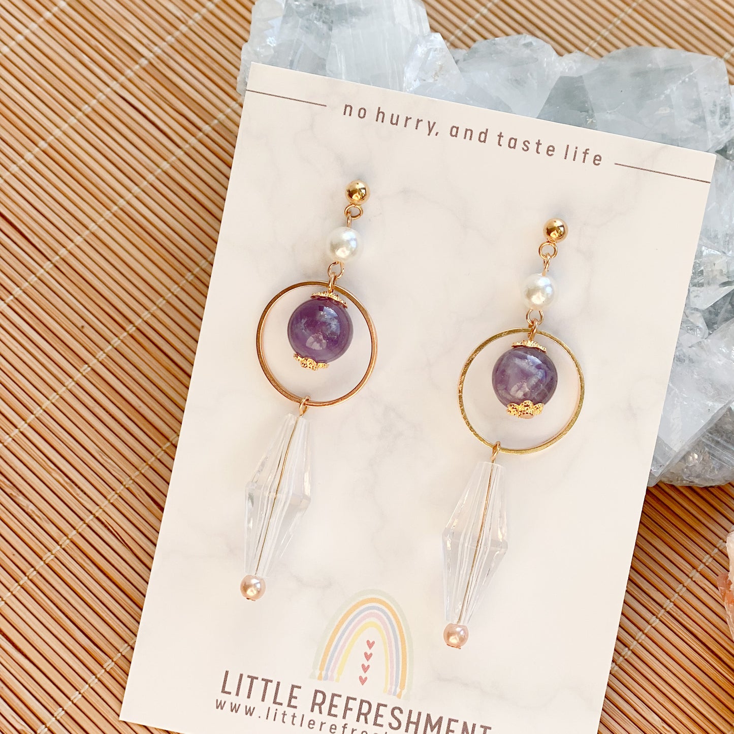 Drops of Blessings (L) | Amethyst ~10mm | Natural Stone Earrings