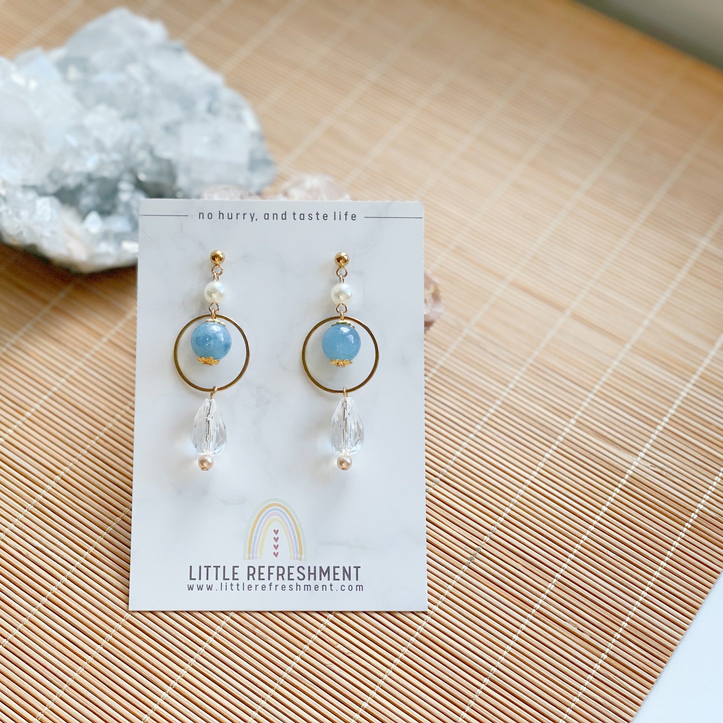 Drops of Blessings (S) | Aquamarine ~10mm | Natural Stone Earrings