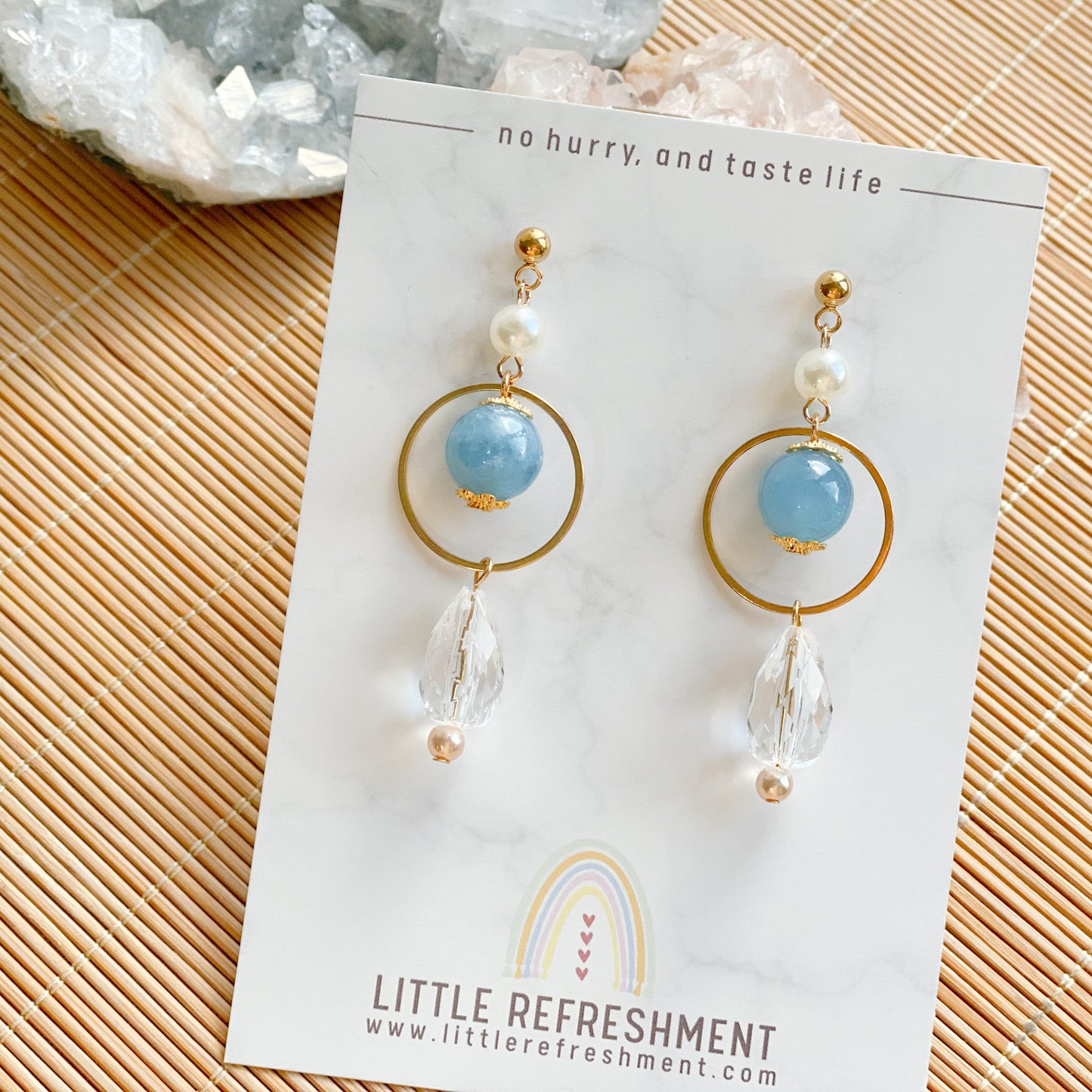 Drops of Blessings (S) | Aquamarine ~10mm | Natural Stone Earrings