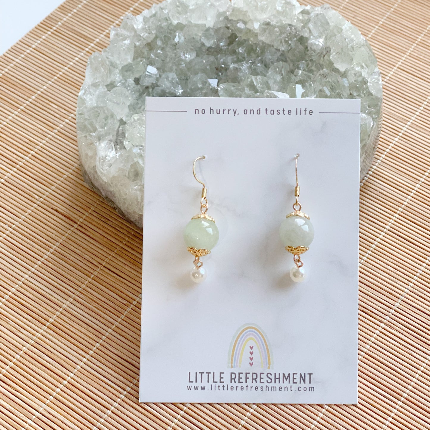 Simply Blessed (S) | Green Morganite ~12mm | Natural Stone Earrings