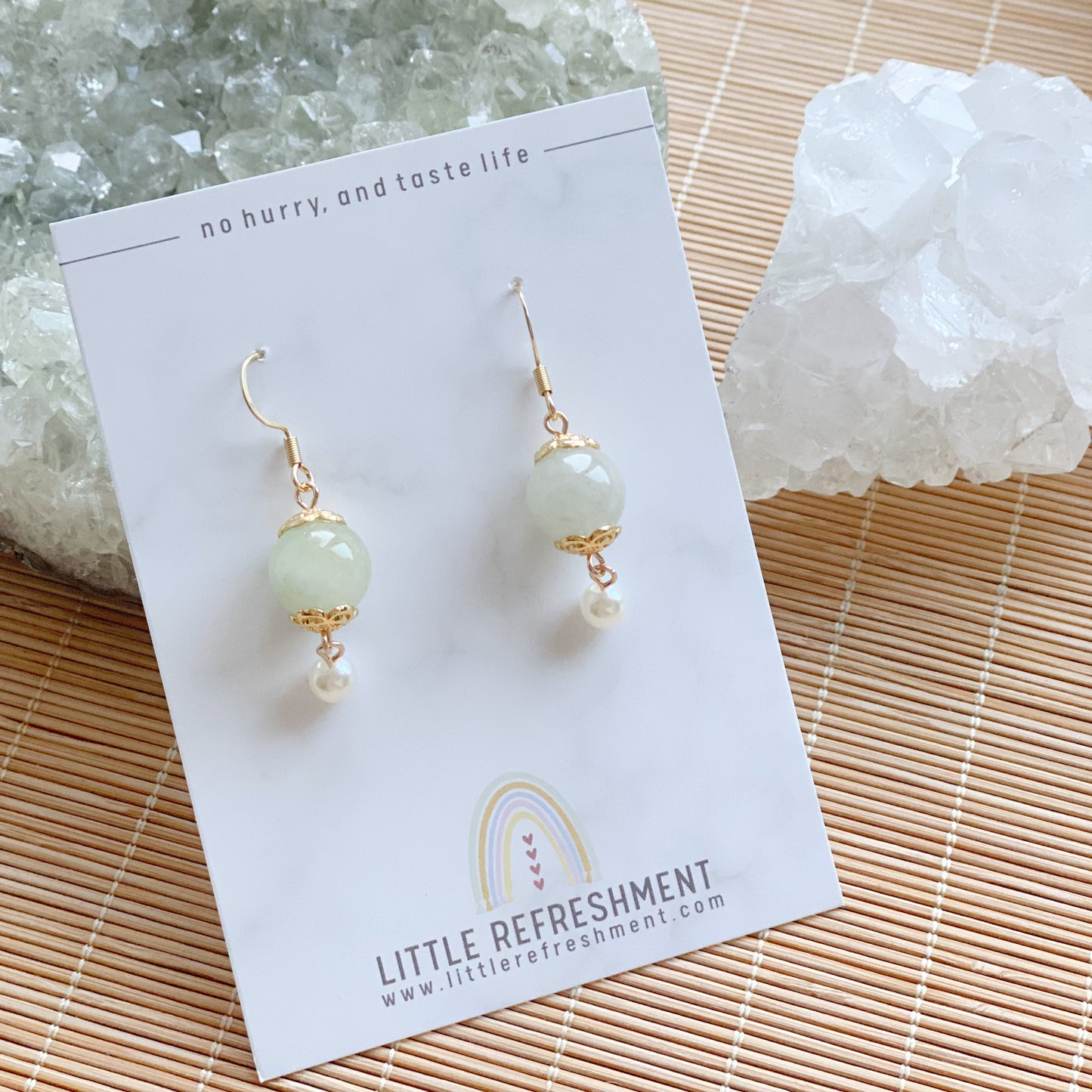 Simply Blessed (S) | Green Morganite ~12mm | Natural Stone Earrings