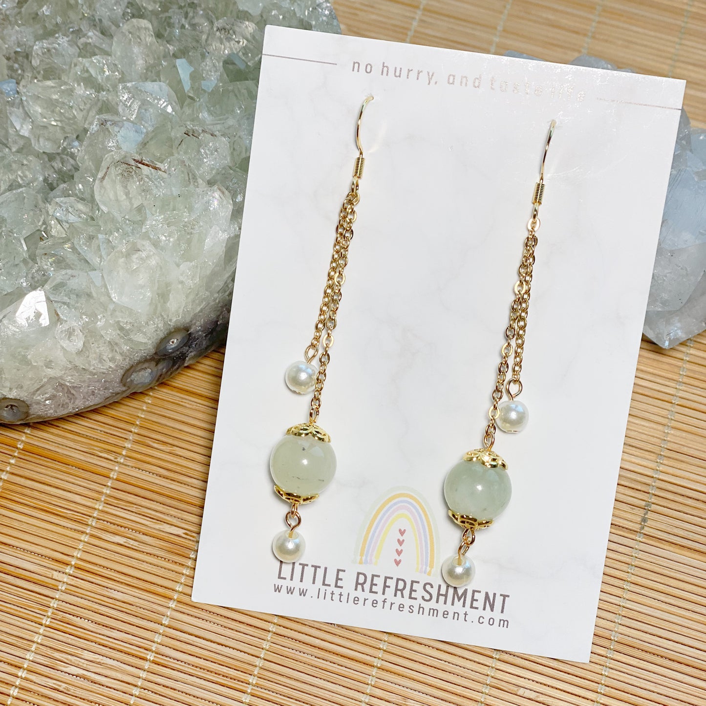 Simply Blessed (L) | Green Morganite ~12mm | Natural Stone Earrings