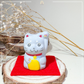 Baby Blessing Cat | Left Paw + Blue Bib 26 | Handmade Customise Concrete Maneki-neko