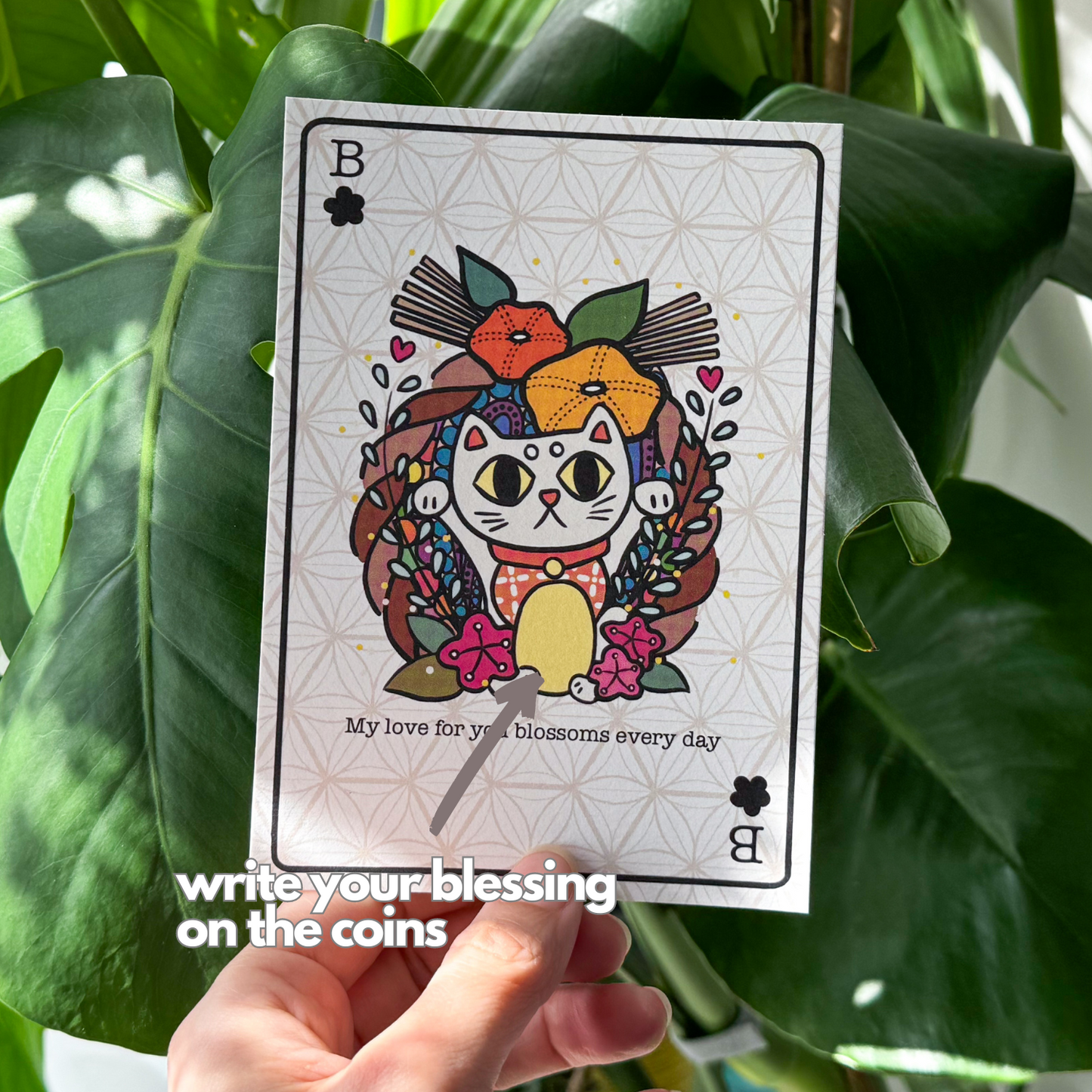 Poker Series Blessing Cat |「B」for Blossoms | Original Design A6 Prints Blessing Card