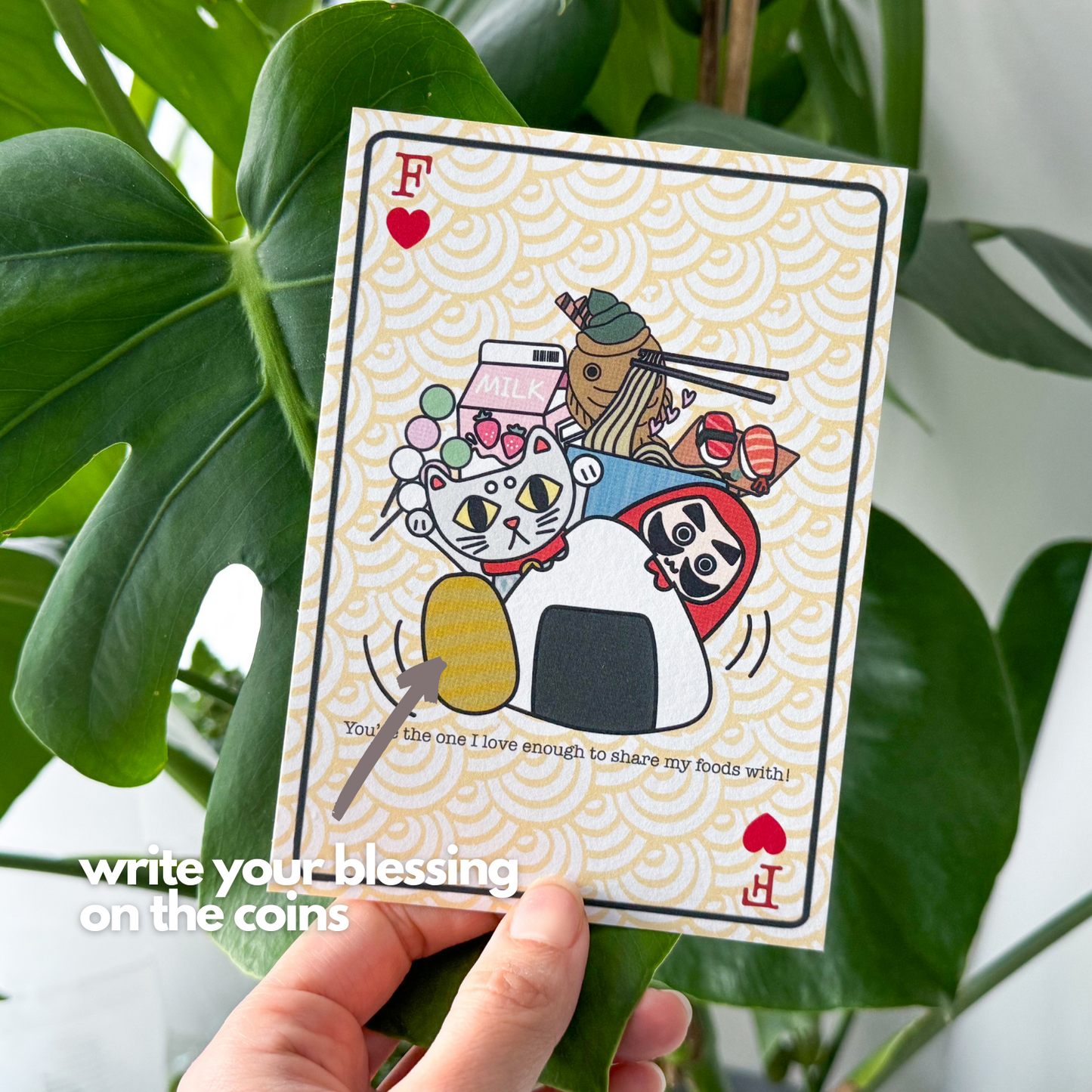 Poker Series Blessing Cat |「F」for Foods | Original Design A6 Prints Blessing Card