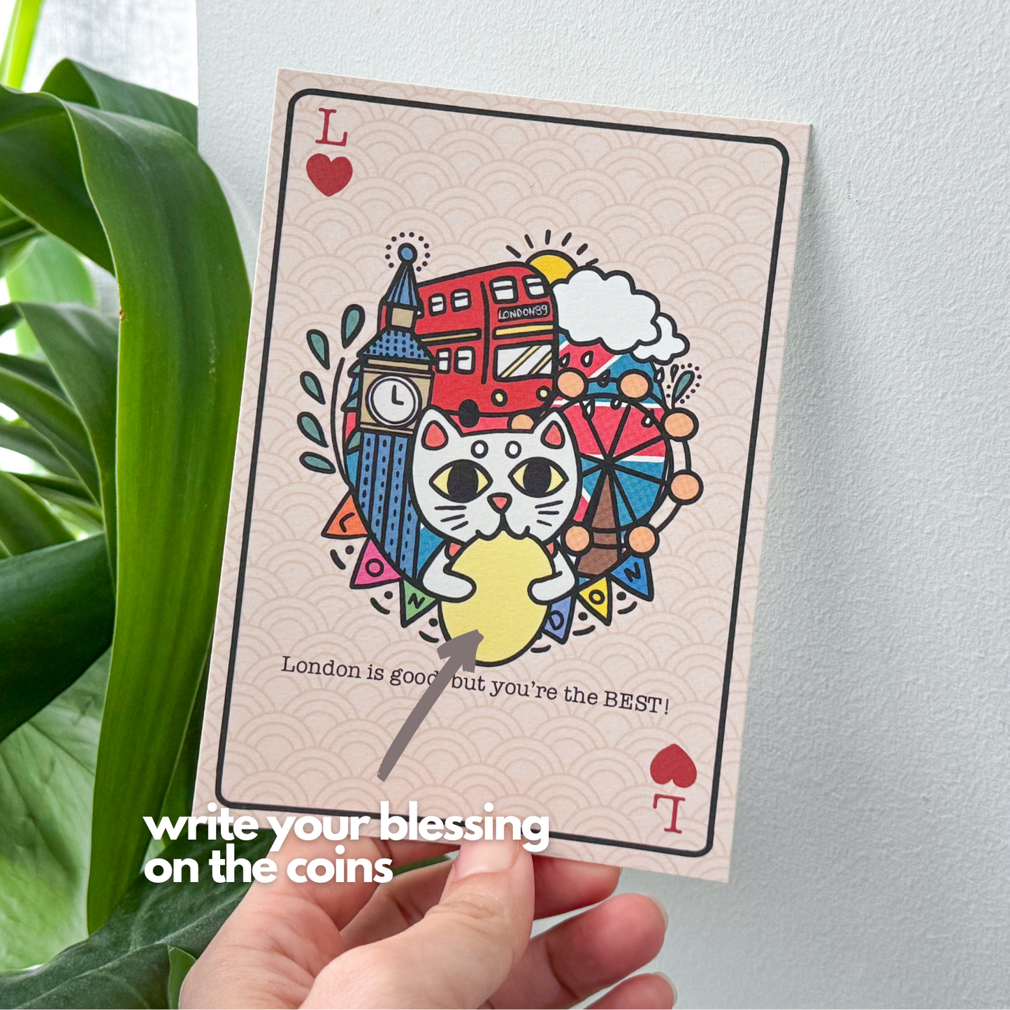 Poker Series Blessing Cat |「L」for London | Original Design A6 Prints Blessing Card