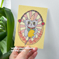 Birthday Blessing Cat -Yellow | Original Design A6 Prints Blessing Card