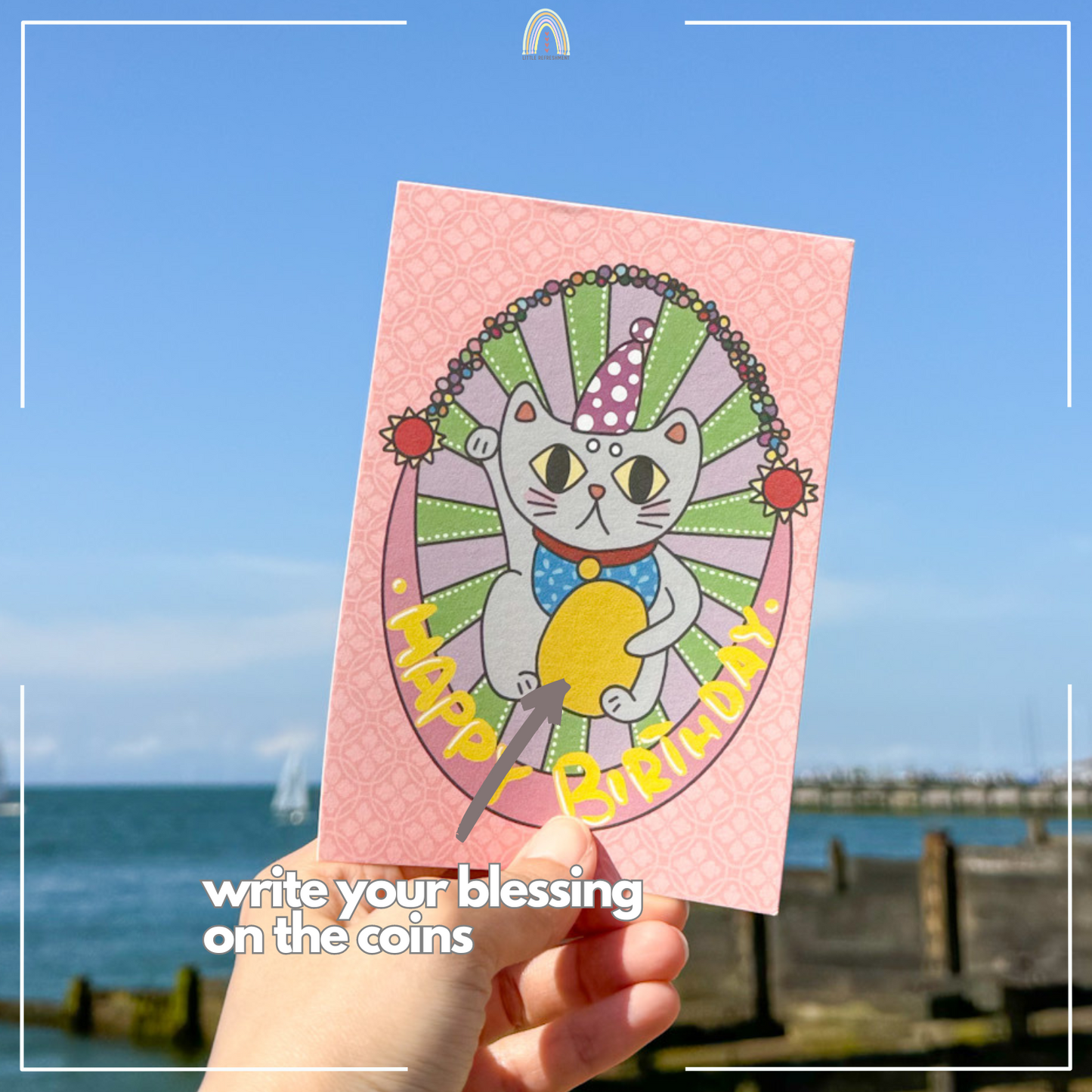 Birthday Blessing Cat -Pink | Original Design A6 Prints Blessing Card