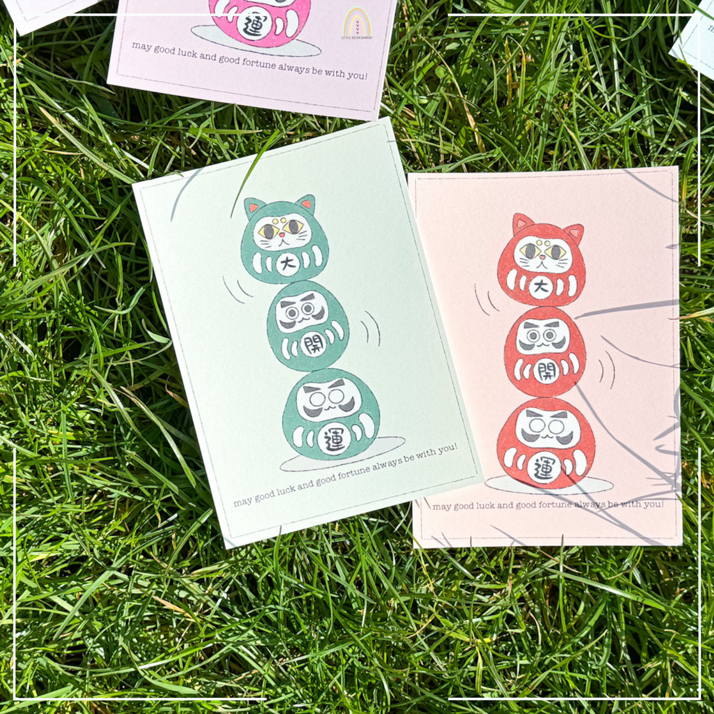 Make a Wish Daruma | Set of 6 | Original Design A6 Prints Blessing Card