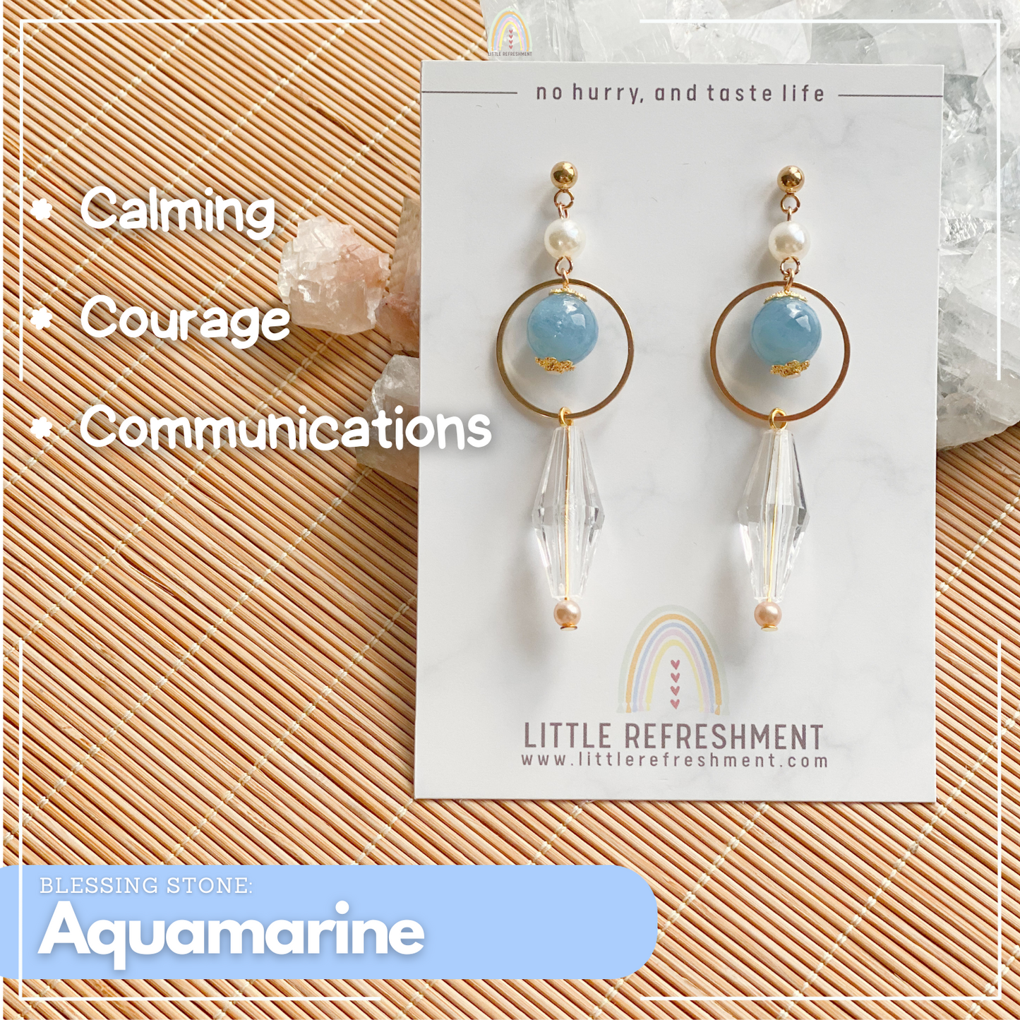 Drops of Blessings (L) | Aquamarine ~10mm | Natural Stone Earrings