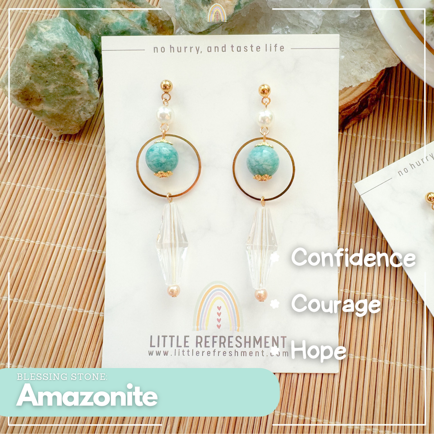 Drops of Blessings (L) | Amazonite ~10mm | Natural Stone Earrings