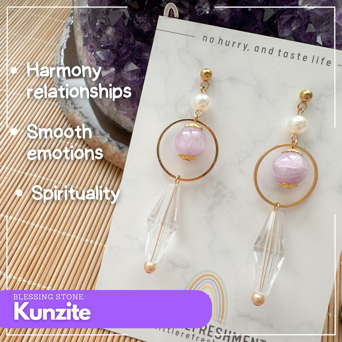 Drops of Blessings (L) | Kunzite ~10mm | Natural Stone Earrings