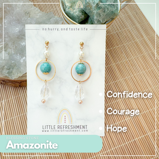 Drops of Blessings (S) | Amazonite ~10mm | Natural Stone Earrings