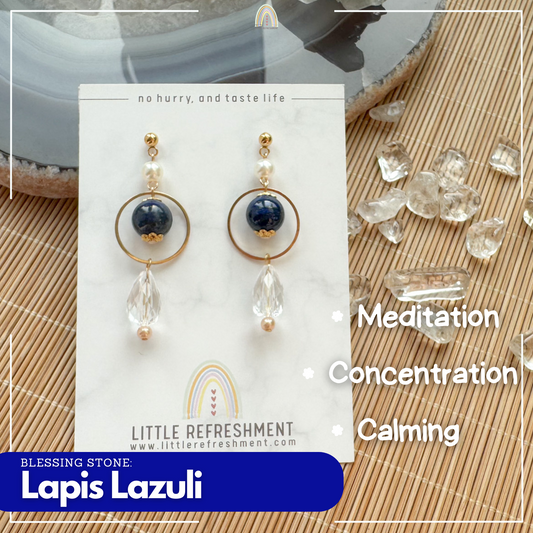 Drops of Blessings (S) | Lapis Lazuli ~10mm | Natural Stone Earrings