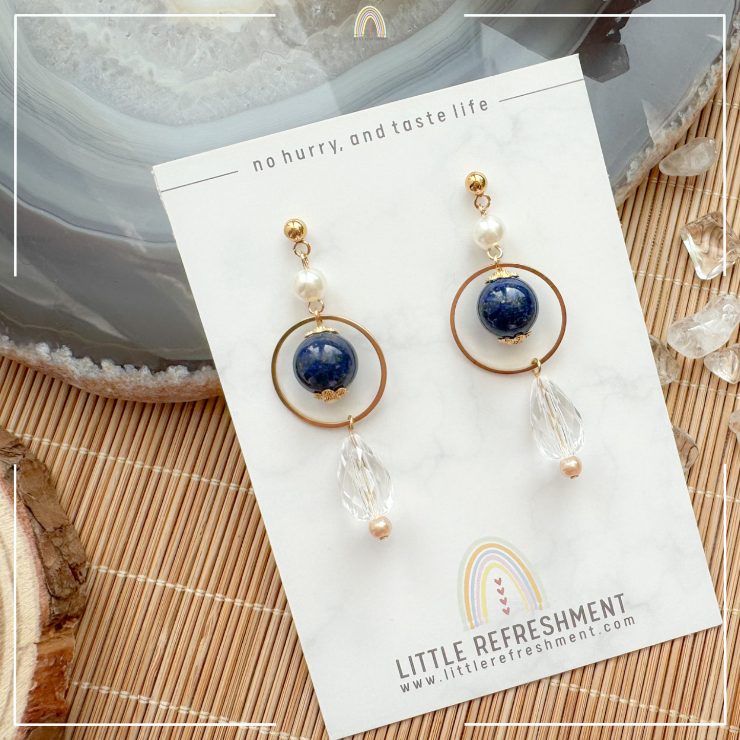 Drops of Blessings (S) | Lapis Lazuli ~10mm | Natural Stone Earrings