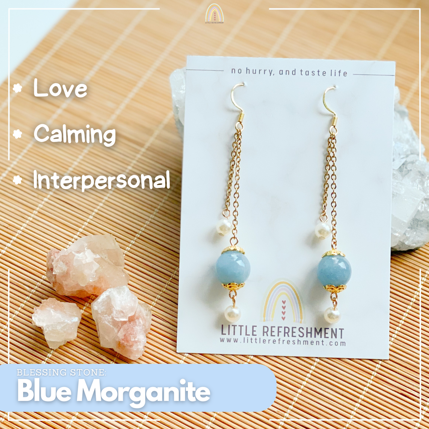 Simply Blessed (L) | Blue Morganite ~12mm | Natural Stone Earrings