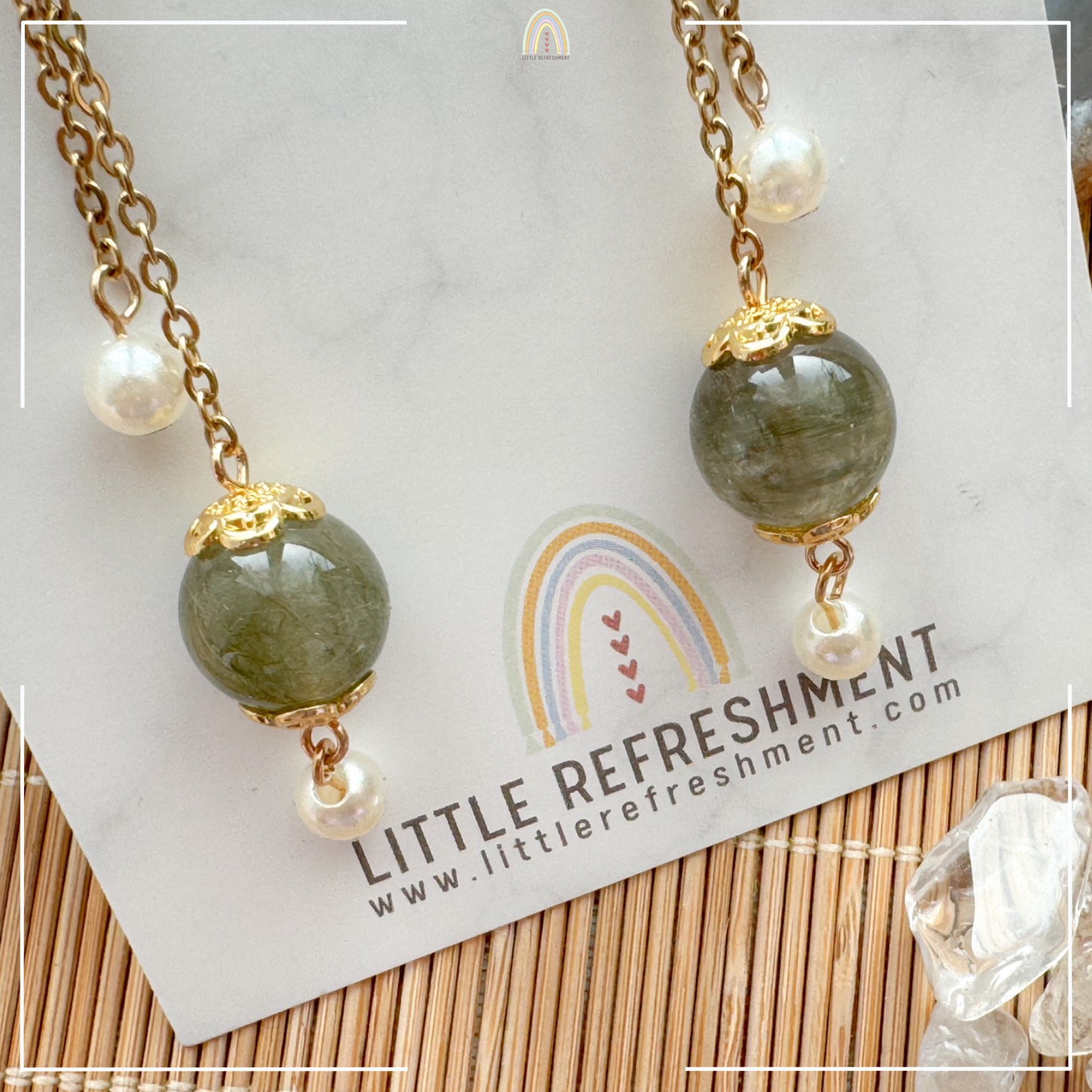 Simply Blessed (L) | Green Rutilated Quartz ~12mm | Natural Stone Earrings