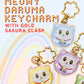 Blessing Meow x Daruma Keychain | Gold Sakura Clasp