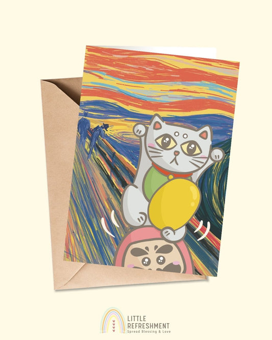 Blessing Meow Scream | A6 open card with envelope