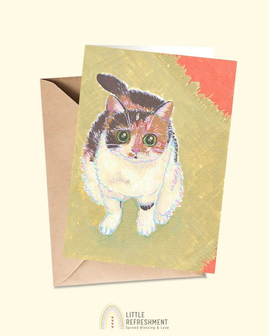 Cat portraits: looking at you  | A6 open card with envelope | 3 for £9