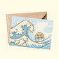 Wish-making Daruma in The Wave | A6 open card with envelope | 3 for £9