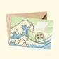 Wish-making Daruma in The Wave | A6 open card with envelope | 3 for £9