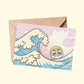 Wish-making Daruma in The Wave | A6 open card with envelope | 3 for £9