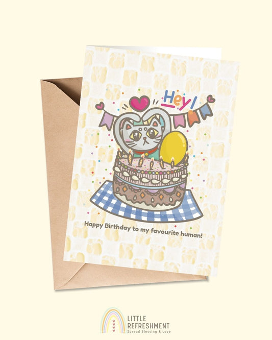 Happy Birthday to my favourite human | A6 open card with envelope | 3 for £9