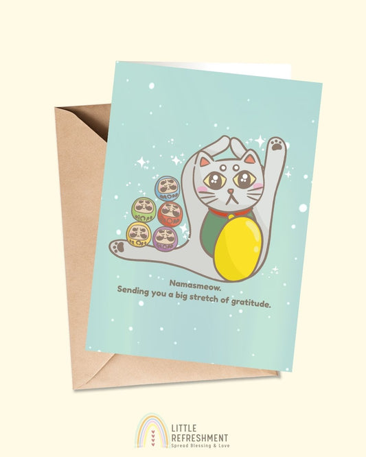 Sending you a big stretch of gratitude | A6 open card with envelope | 3 for £9